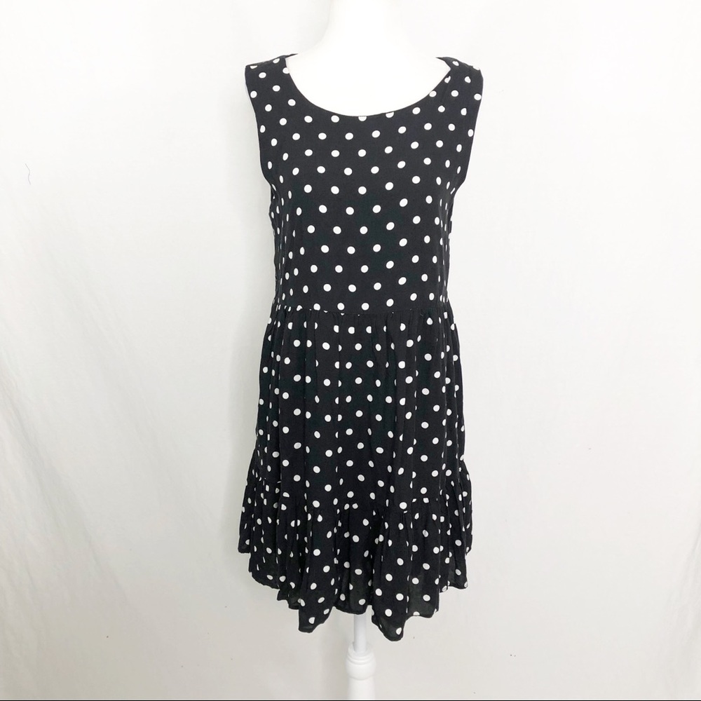 Urban Outfitters Sleeveless Polka Dot Mini Dress, Size Medium, Black White